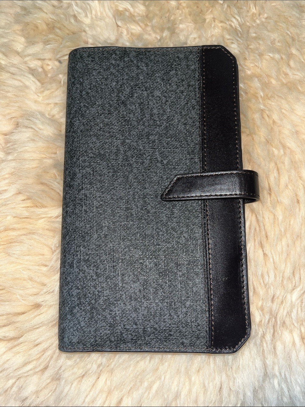 Tumi Gray and Brown Leather Trim Passport/Wallet Travel Holder/Case